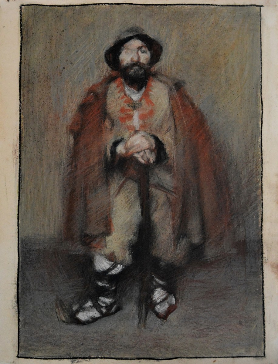 "Фигура / полуфигура. Копия. Продолжительный" by Ион Голубей, 400x300mm, пастель / бумага