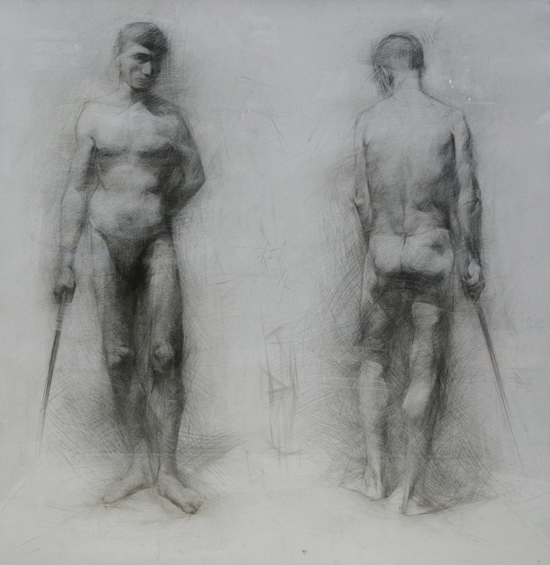 "Рисунок. Обнаженка. Продолжительный" by Доина Мындреан, 760x760mm, карандаш / бумага