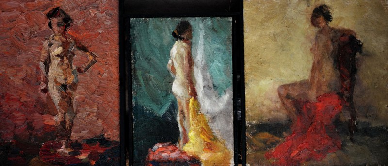 "Etude. Nude.  Iovu Lina, Iovu Lina, Țip Oxana" by Oxana Țip, 1999, 350x300mm / 310x210mm / 350x250m, oil on canvas