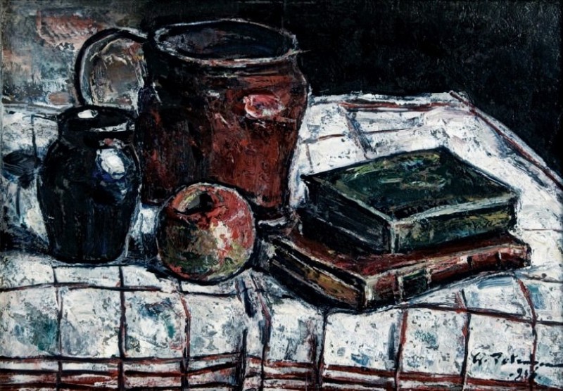 "Painting. Still life" by Gheorghe Petrașcu, oil on cardboard