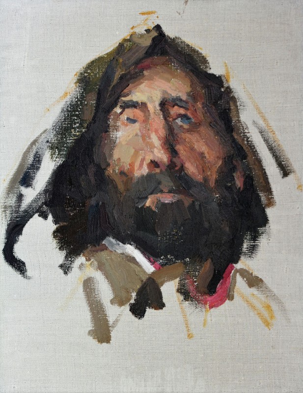 "Studiu. Portret. Pescar" by Cătălin Graur, 2016, 420x320mm, oil on canvas