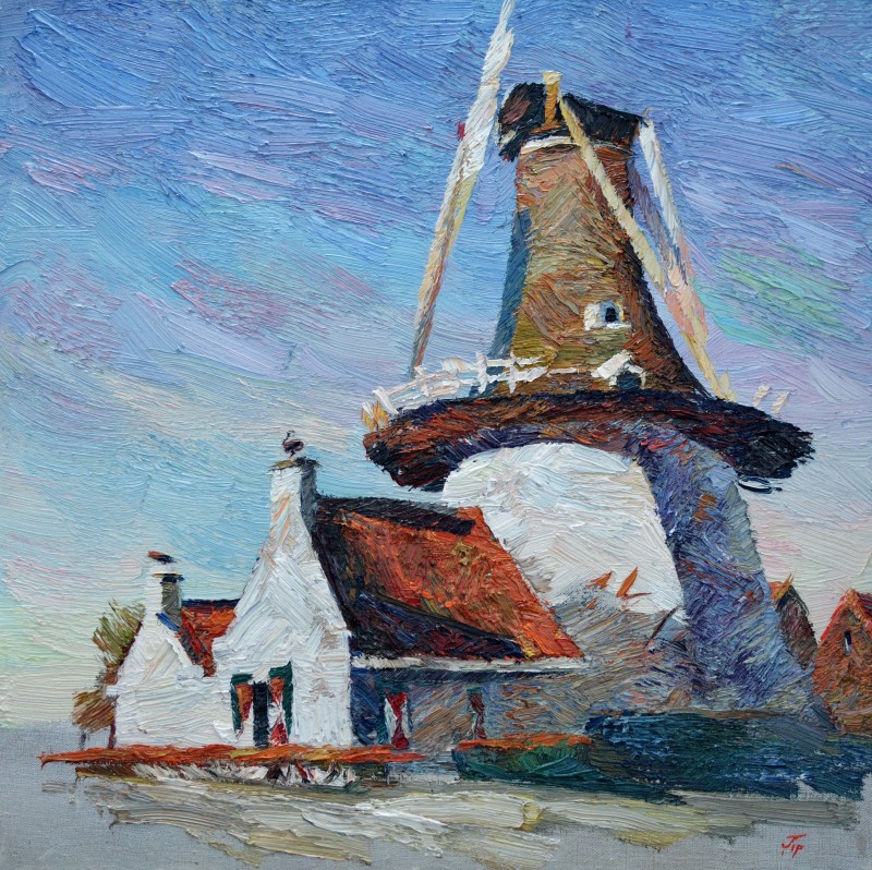 "Windmill. Wassenaar" by Oxana Țip, 2020, 520x520mm, ulei pe pânză