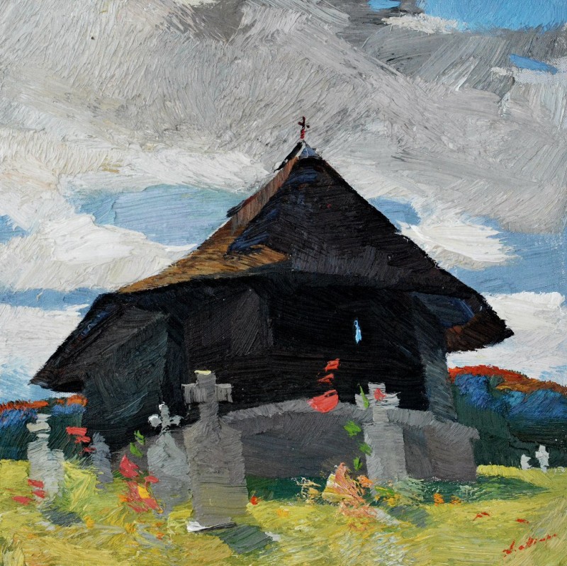 "The Black Church" by Anatol Ghimpu, 2015, 420x420mm, oil on canvas