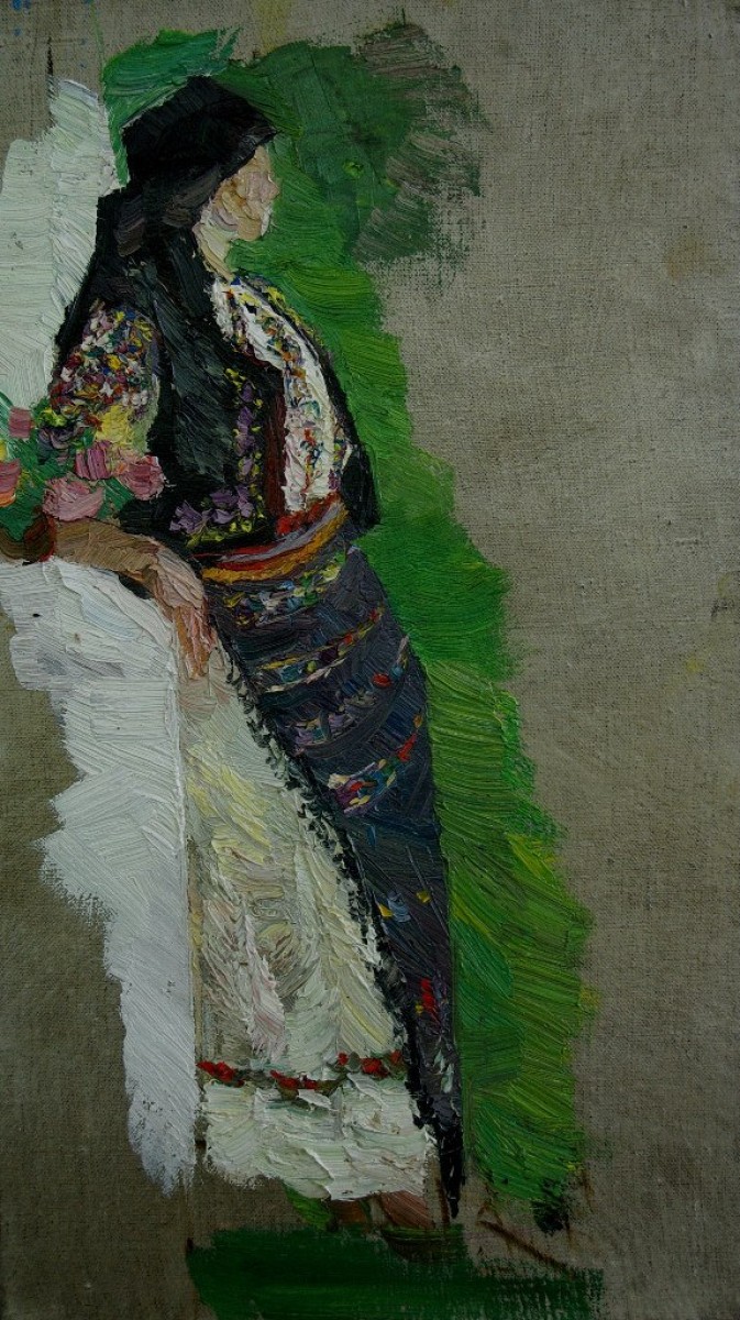 "Studiu. Figură în pleinair" by Marina Ermurache, 2013, ulei pe pânză