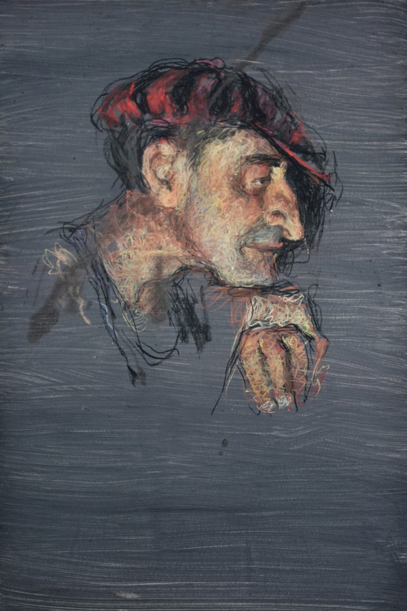 "Portret cu mâini" by Cătălin Graur, 2017, 600x400mm, pastel pe hârtie