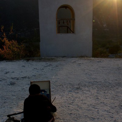 Осенний пленэр. IX класс - первые этюды маслом. Октябрь 2013