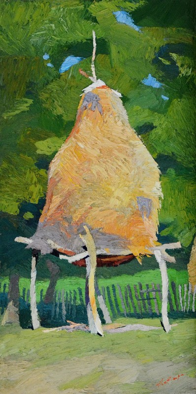 "Pătuleag" by Anatol Ghimpu, 2012, 600x300mm, oil on canvas