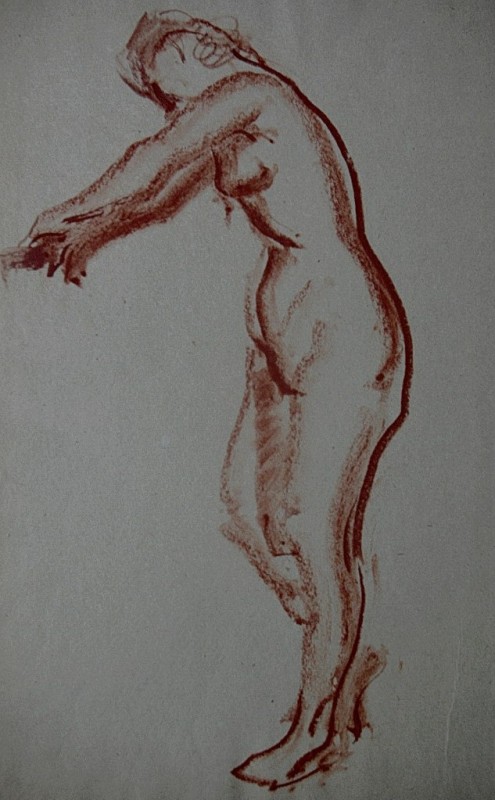 "Drawing. Nude" by Gheorghe Vrabie, pencil on paper