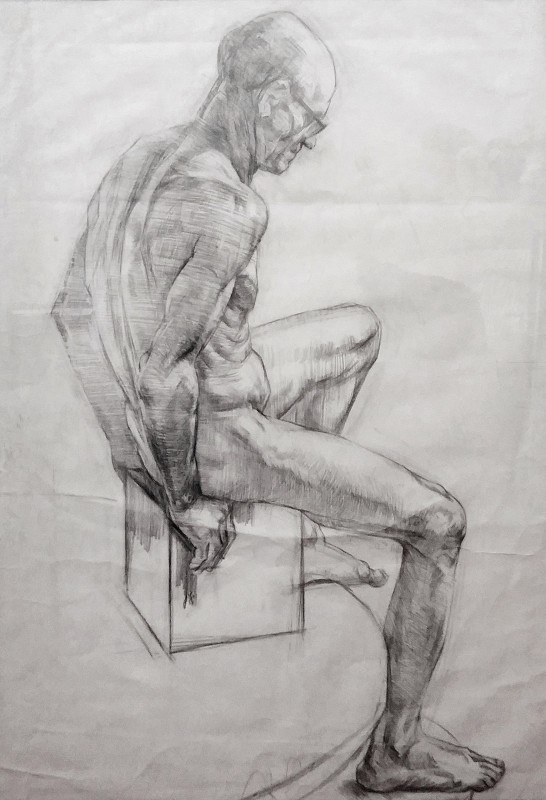"Drawing. Nude. Long term" by Nicolae Nedealcov, 750x550mm, pencil on paper