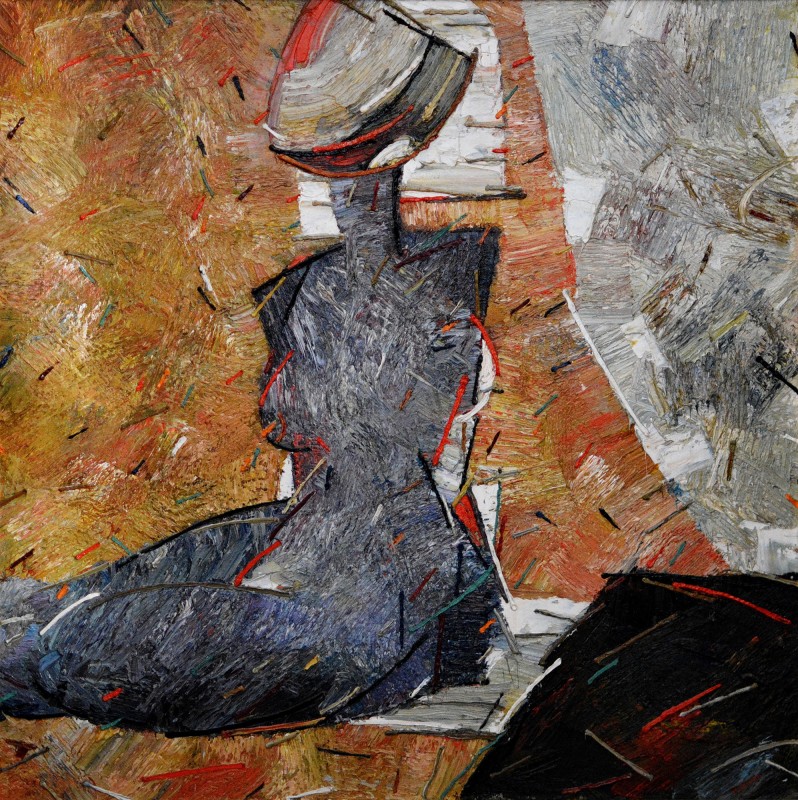 "Model" by Anatol Ghimpu, 1995, 950x950mm, oil on canvas