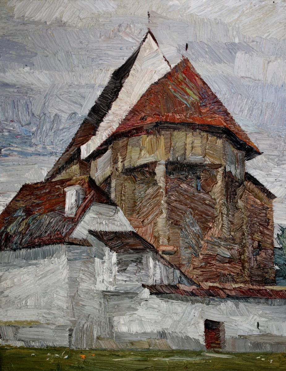 "Studiu. Brădeni" by Natalia Fostica, 2018, 420x320mm, ulei pe pânză