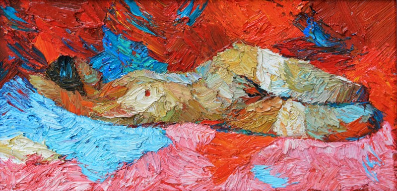"Studiu. Nud" by Верониcа Cрецу, 2009, 200x400mm, масло / холст