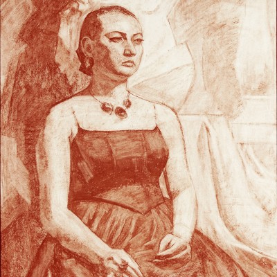 "Semifigură cu ghips" by Alexandra Clapatiuc, 2010, 750x550mm, sanghină pe hârtie