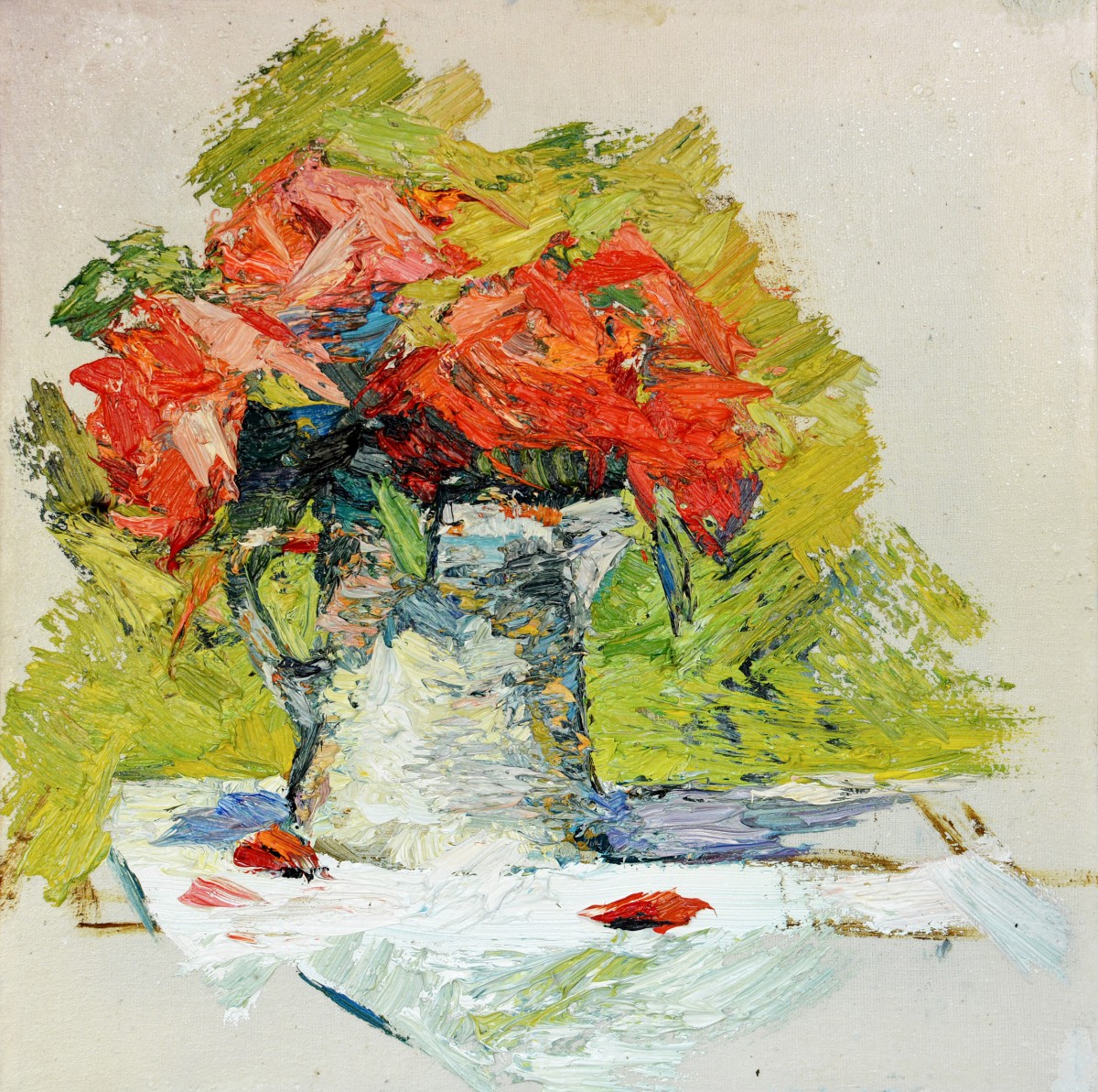 "Studiu cu flori" by Mădălina Casian, 2017, 300x300mm, oil on canvas