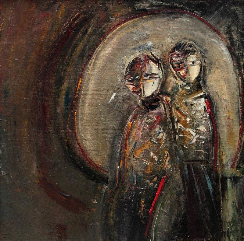 "Compozition" by Dumitru Brodețchii, 1995, 420x420mm, oil on canvas