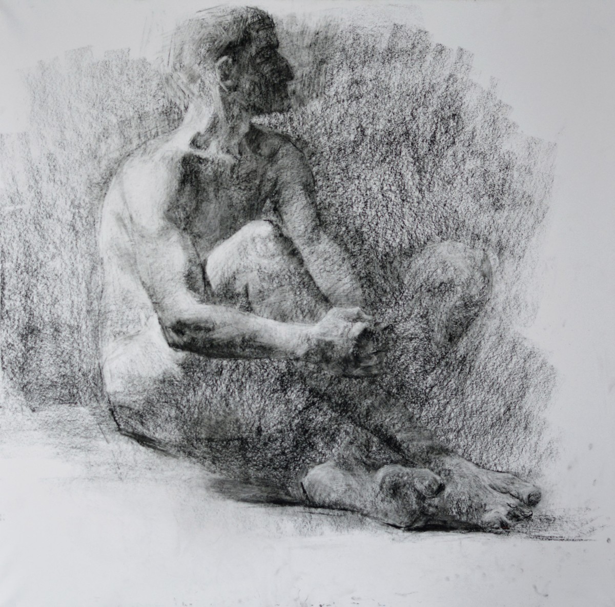 "Drawing. Nude. Long term" by Ștefan Mocanu, 700x700mm, Russian sauce on paper
