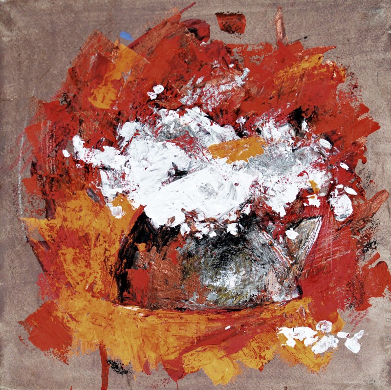 "Desen. Flori" by Doina Mîndrean, 300x300mm, pastel pe hârtie