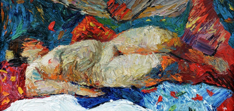 "Studiu. Nud" by Cristina Demian, 2016, 200x400mm, oil on canvas