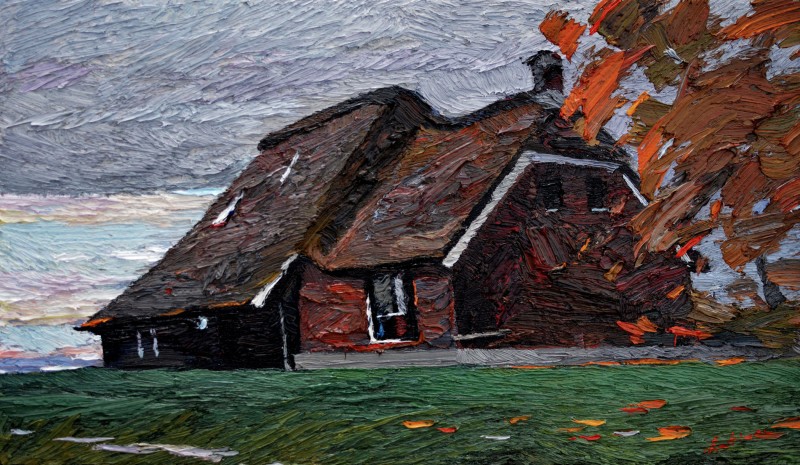 "House. Giethoorn" by Anatol Ghimpu, 2020, 300x520mm, ulei pe pânză