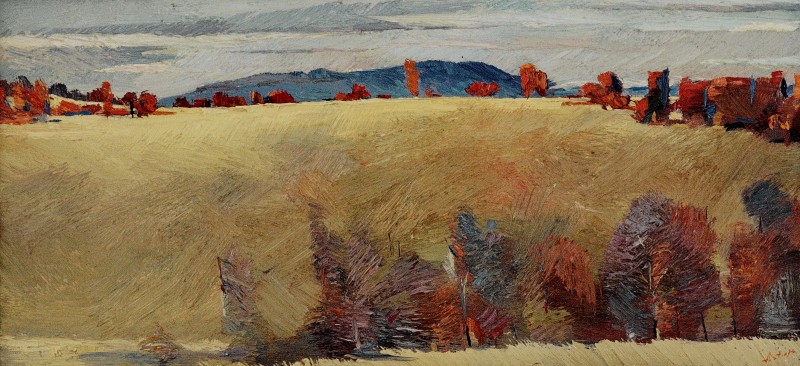 "Landscape. Maramureș" by Anatol Ghimpu, 2000, 420x840mm, oil on canvas