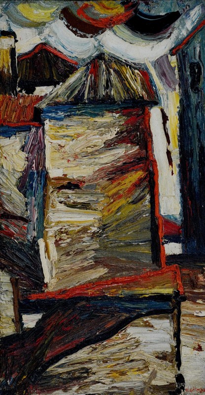 "Пейзаж" by Анатол Гимпу, 1993, 520x230mm, масло / холст