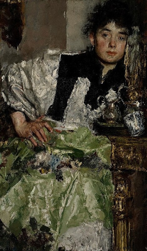 "Pictură. Figură / semifigură" by Antonio Mancini, ulei pe pânză