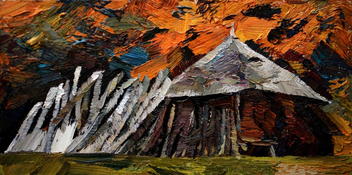 "Studiu. Sibiu. Astra" by Dumitrița Znaida, 2018, 200x400mm, ulei pe pânză