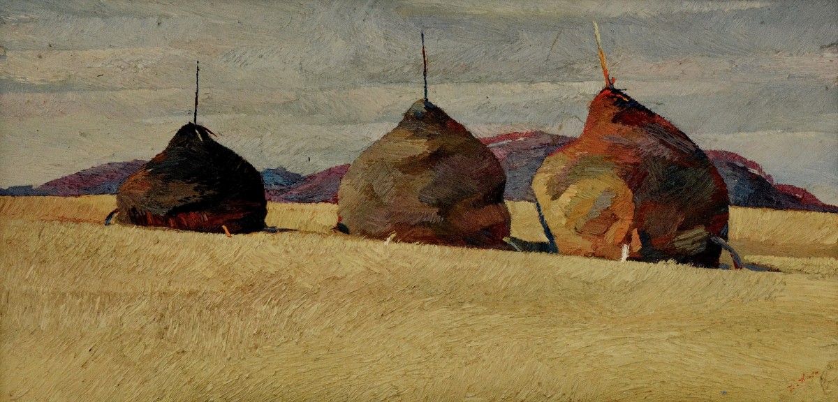 "Stoguri. Maramureș" by Anatol Ghimpu, ulei pe pânză