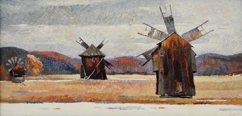"Windmill. Sibiu" by Anatol Ghimpu, 2004, 420x840mm, oil on canvas
