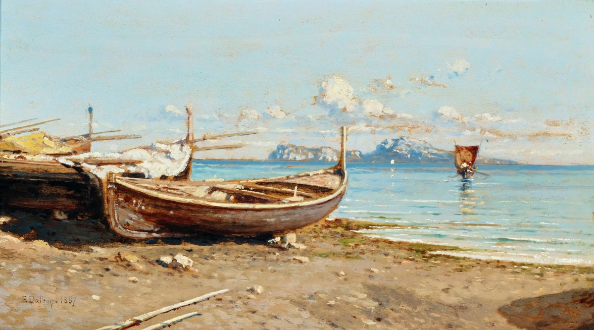 "Pictură. Peisaj maritim" by Eduardo Dalbono
