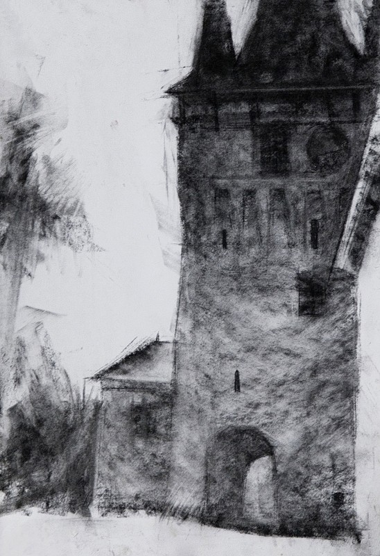 "Practica de vară. Sighișoara" by Александра Cлапатиуc, 2008, 350x250mm, соус / бумага