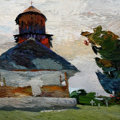 "Рымнику-Вылча (Râmnicu-Vâlcea)" by Анатол Гимпу, 2014, 300x520mm, масло / холст