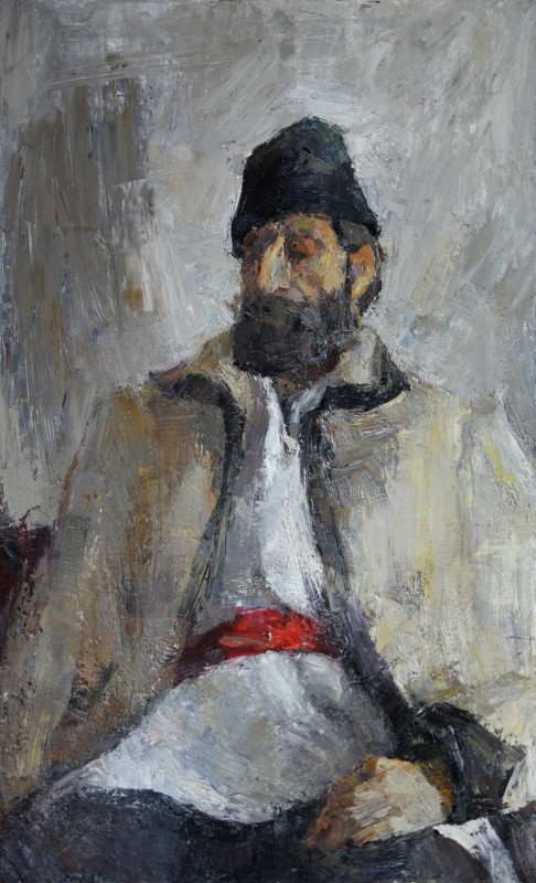 "Semifigură tematică" by Alexandru Untilov, 2014, 840x520mm, oil on canvas
