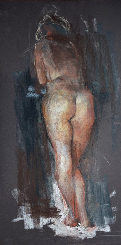 "Crochiu nud" by Cristina Sîrbu, 2016, 600x300mm, pastel on paper