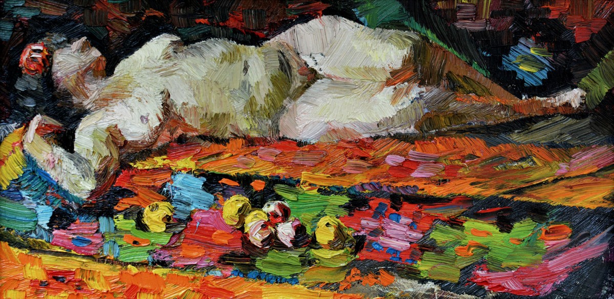 "Studiu. Nud" by Dumitru Josanu, 2013, 200x400mm, ulei pe pânză