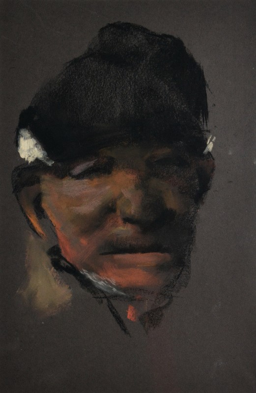 "Portret" by Ion Golubei, 2019, 300x200mm, Russian sauce and pastel on paper