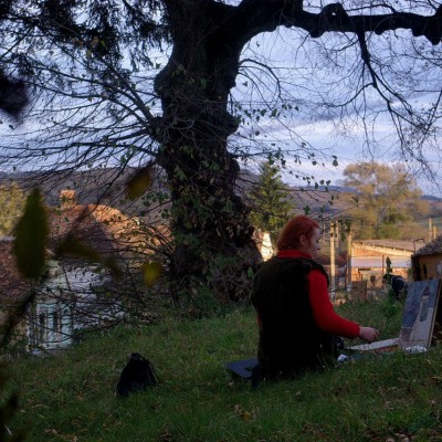 Cаролина Леагул at Учителя Академического лицея на пленэре, Румыния. Октябрь 2014 г.