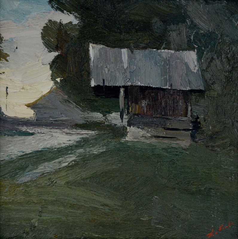 "Motiv. Humor" by Anatol Ghimpu, 1999, 420x840mm, ulei pe pânză