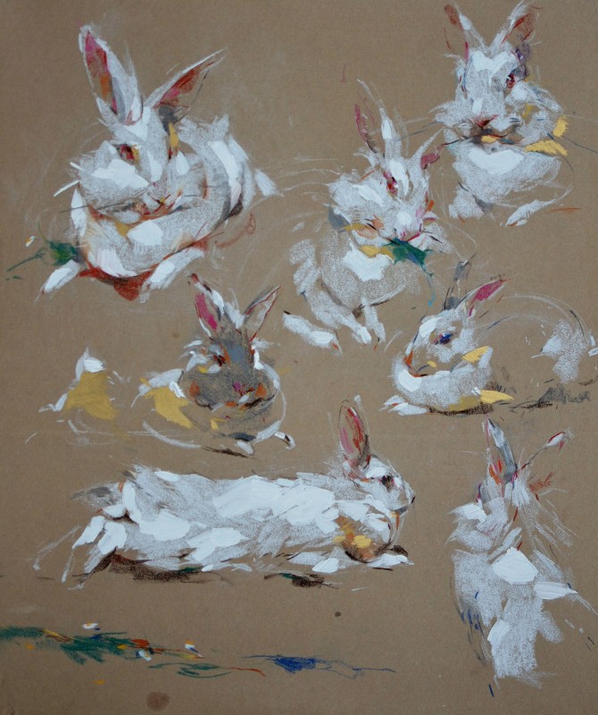 "Drawing. Animals" by Daniela Nemțanu, 600x450mm, pastel on paper