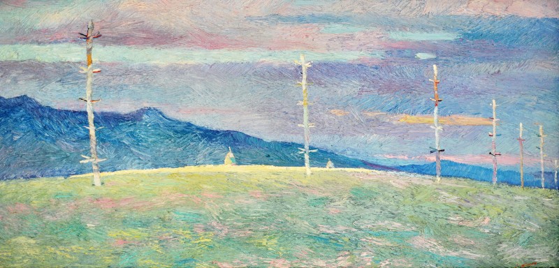 "Maramureș" by Anatol Ghimpu, 2000, 420x840mm, ulei pe pânză