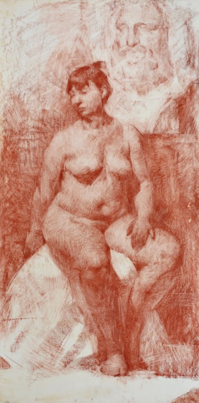 "Drawing. Nude. Long term" by Alexandru Untilov, 1000x500mm, sanguine on paper
