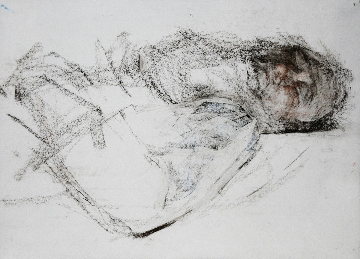 "Рисунок. Портрет" by Михаи Онcиу, 300x400mm, соус и сангина / бумага
