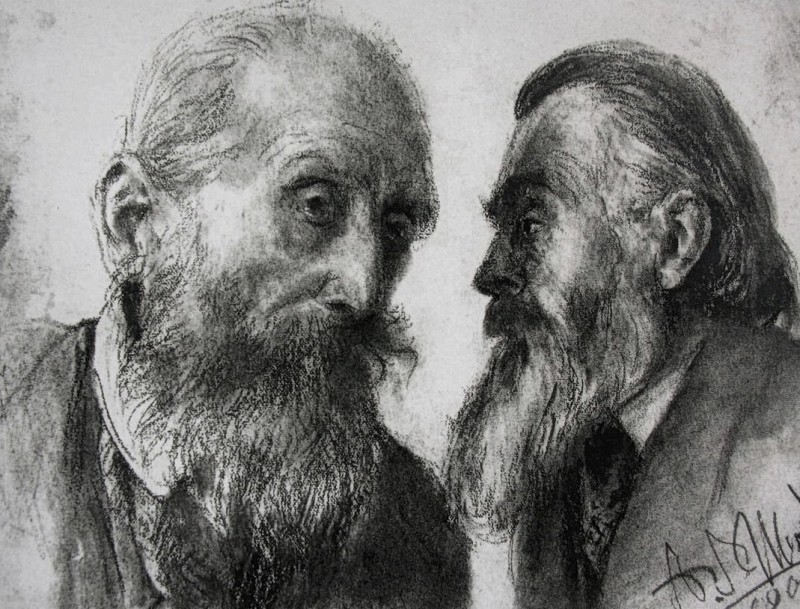 "Desen. Portret" by Adolf Menzel, creion pe hârtie