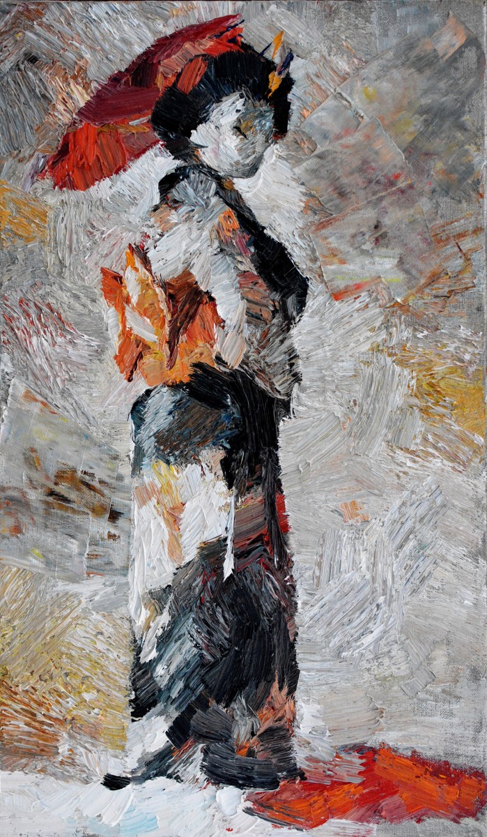 "Etude. Geisha" by Ion Golubei, 2016, 520x300mm, oil on canvas