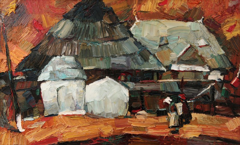 "Compoziție" by Elena Nicolăescu, 2004, 370x580mm, ulei pe pânză