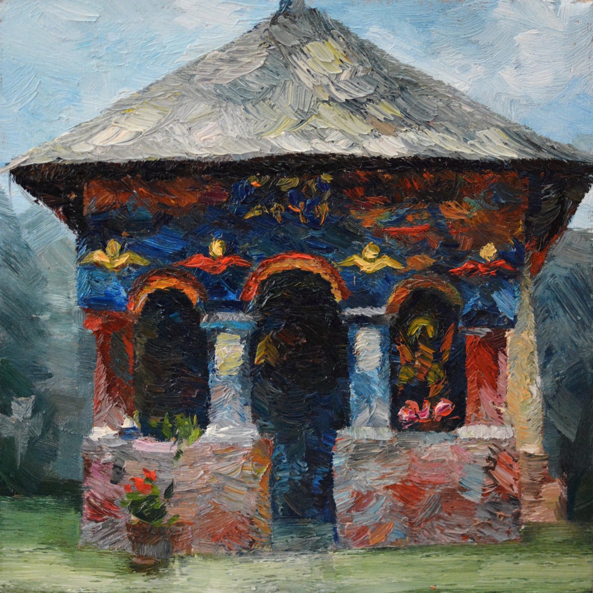 "Biserică. Proieni" by Elena Moraru, 2013, 400x400mm, oil on canvas
