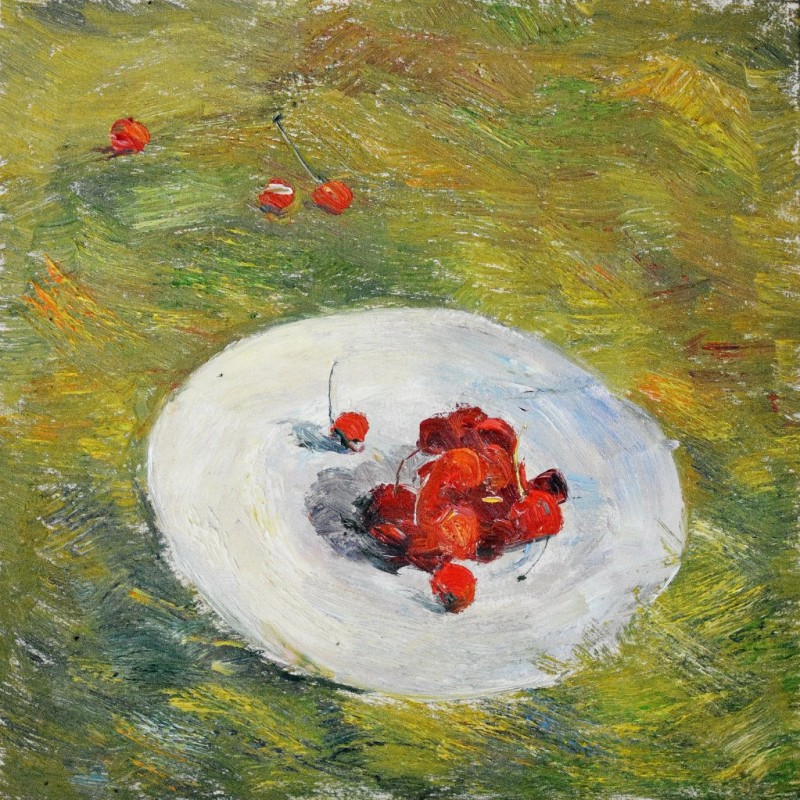 "Natură statică cu cireși" by Мариа Домбров, 2015, масло / холст