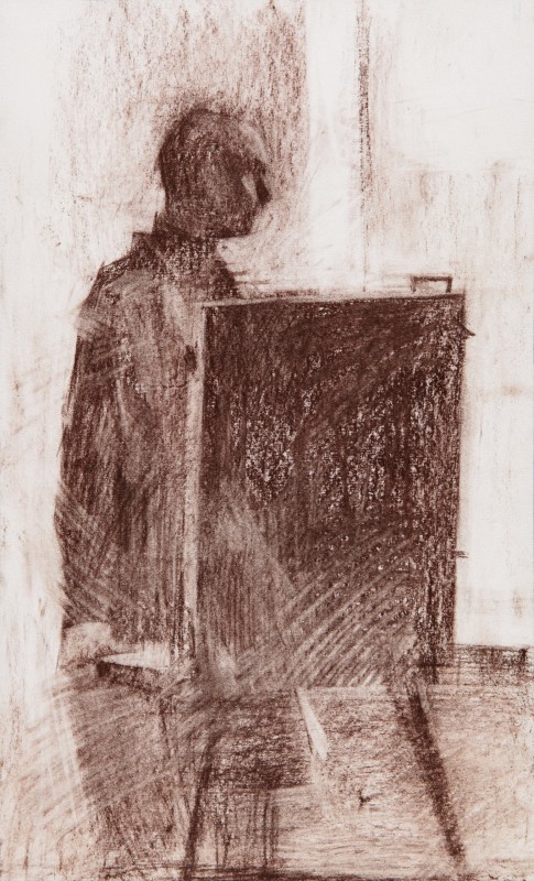 "Crochiu. Autoportret" by Ион Визновиcи, 2008, 400x250mm, сепия / бумага