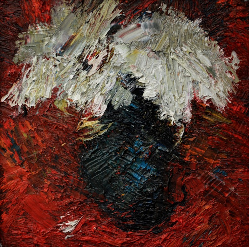 "Studiu. Flori" by Victor Teslaru, 2015, 300x300mm, oil on canvas