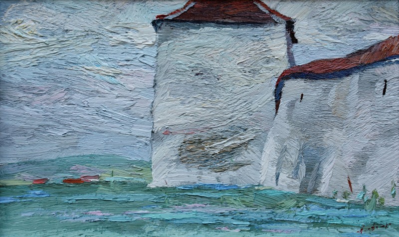 "Morning. Merghindeal" by Anatol Ghimpu, 2018, 250x400mm, oil on canvas